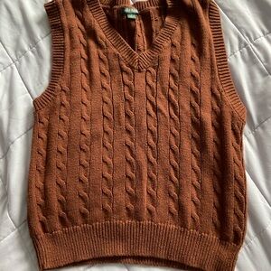 Wild Fable Brown V-Neck Cable Knit Sweater